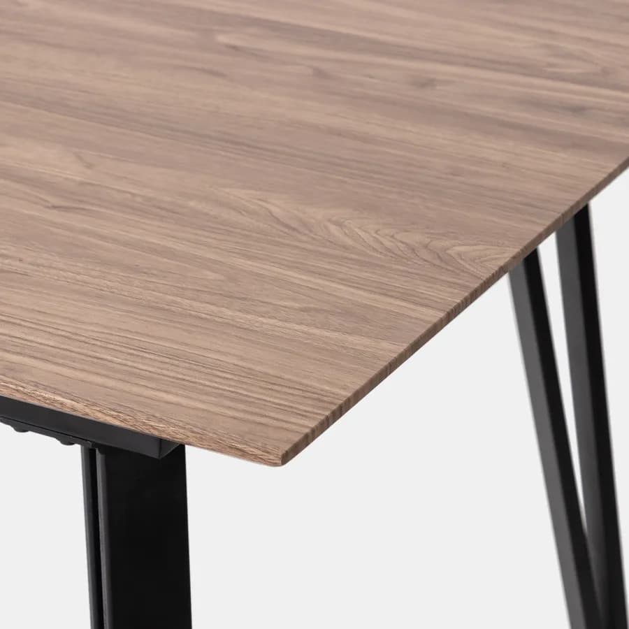 Tavolo allungabile 160-200x90 cm in effetto rovere quercia e gambe in metallo nero - Manty