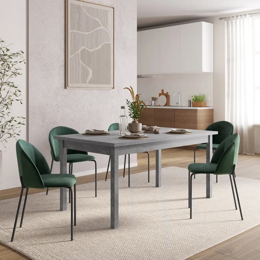 Tavolo allungabile 160-215x90 cm in legno cemento - Salem