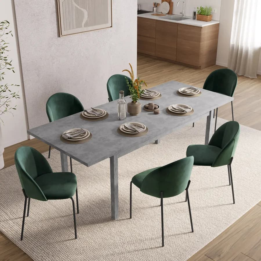 Tavolo allungabile 160-215x90 cm in legno cemento - Salem