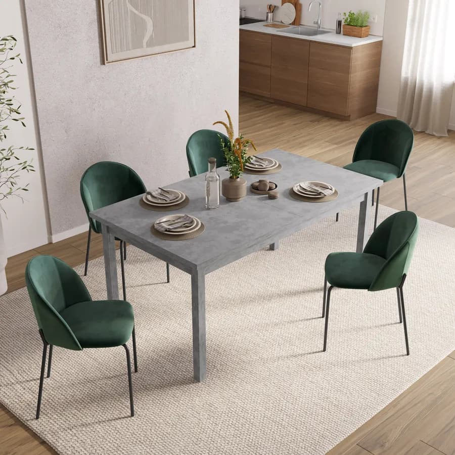 Tavolo allungabile 160-215x90 cm in legno cemento - Salem