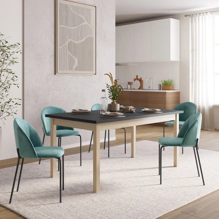 Tavolo allungabile 160-215x90 cm in legno rovere con top antracite - Salem