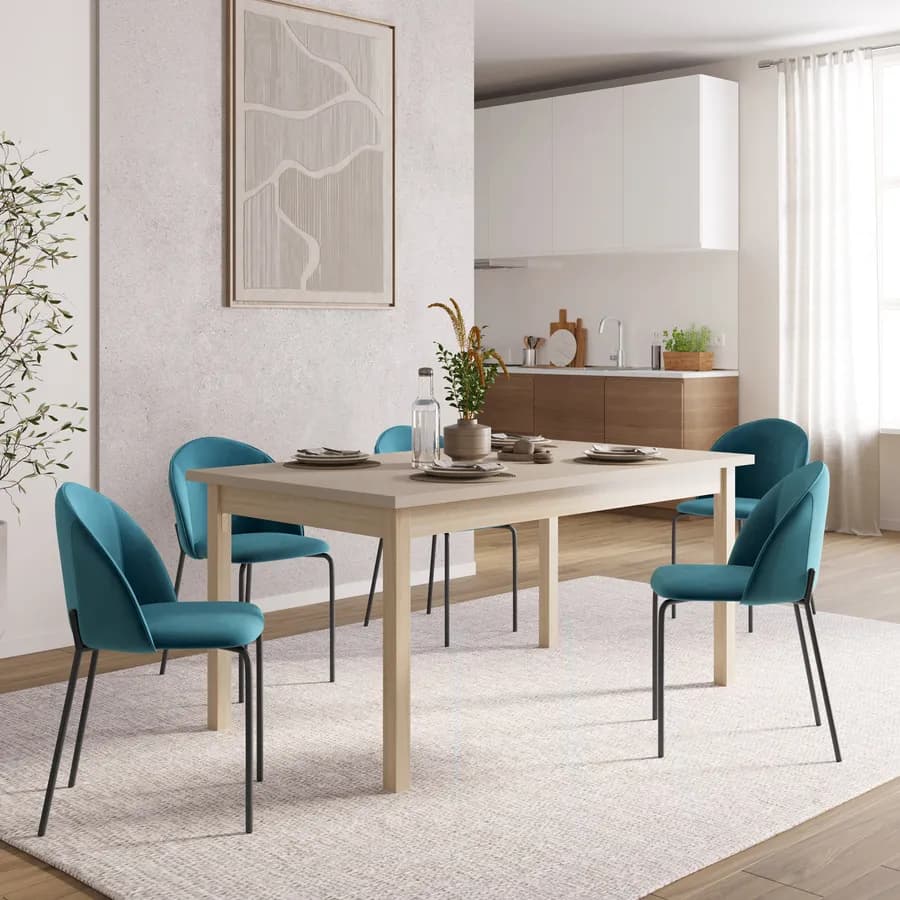Tavolo allungabile 160-215x90 cm in legno rovere con top tortora - Salem