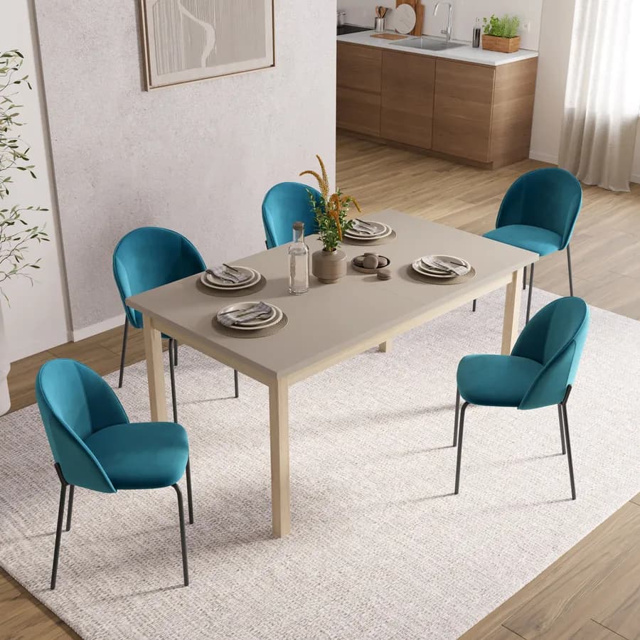 Tavolo allungabile 160-215x90 cm in legno rovere con top tortora - Salem