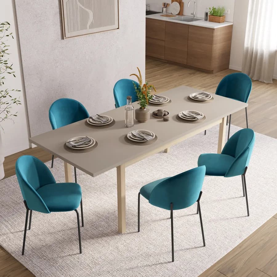 Tavolo allungabile 160-215x90 cm in legno rovere con top tortora - Salem