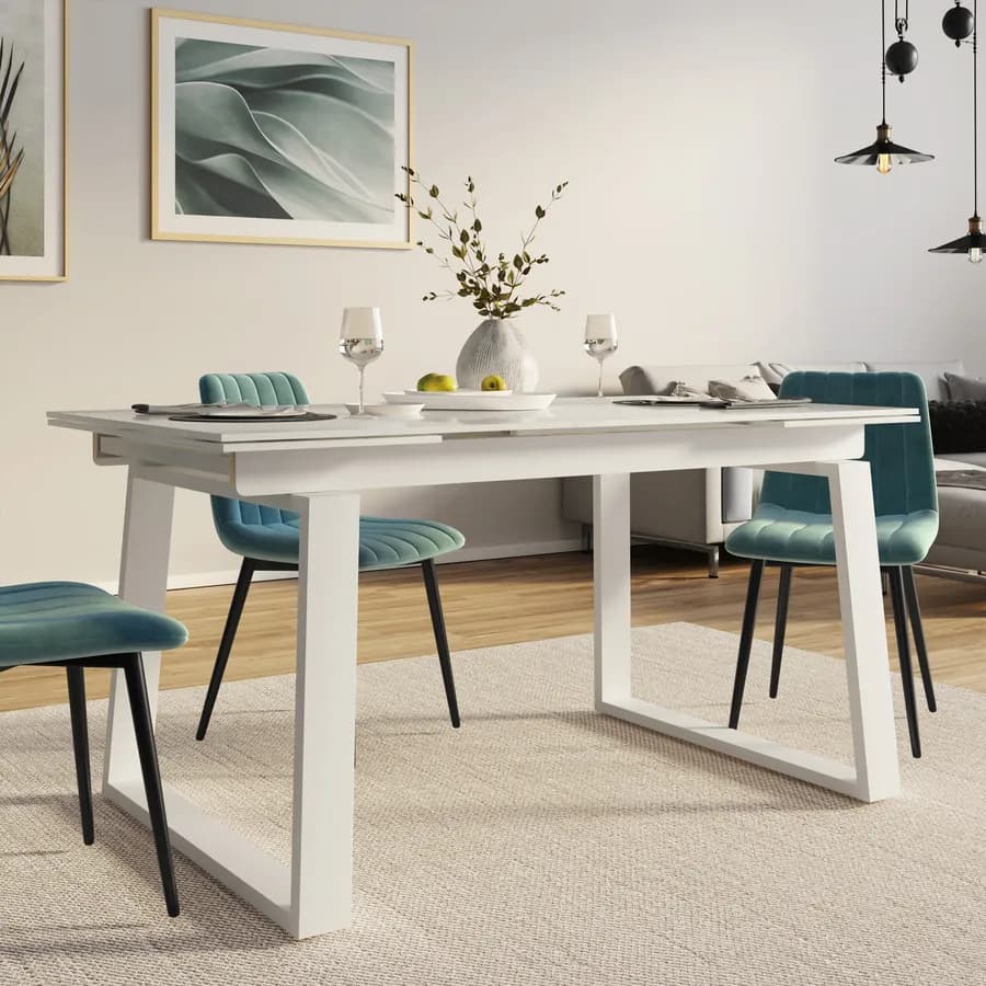 Tavolo allungabile 160-240x90 cm in ceramica bianco - Nassau