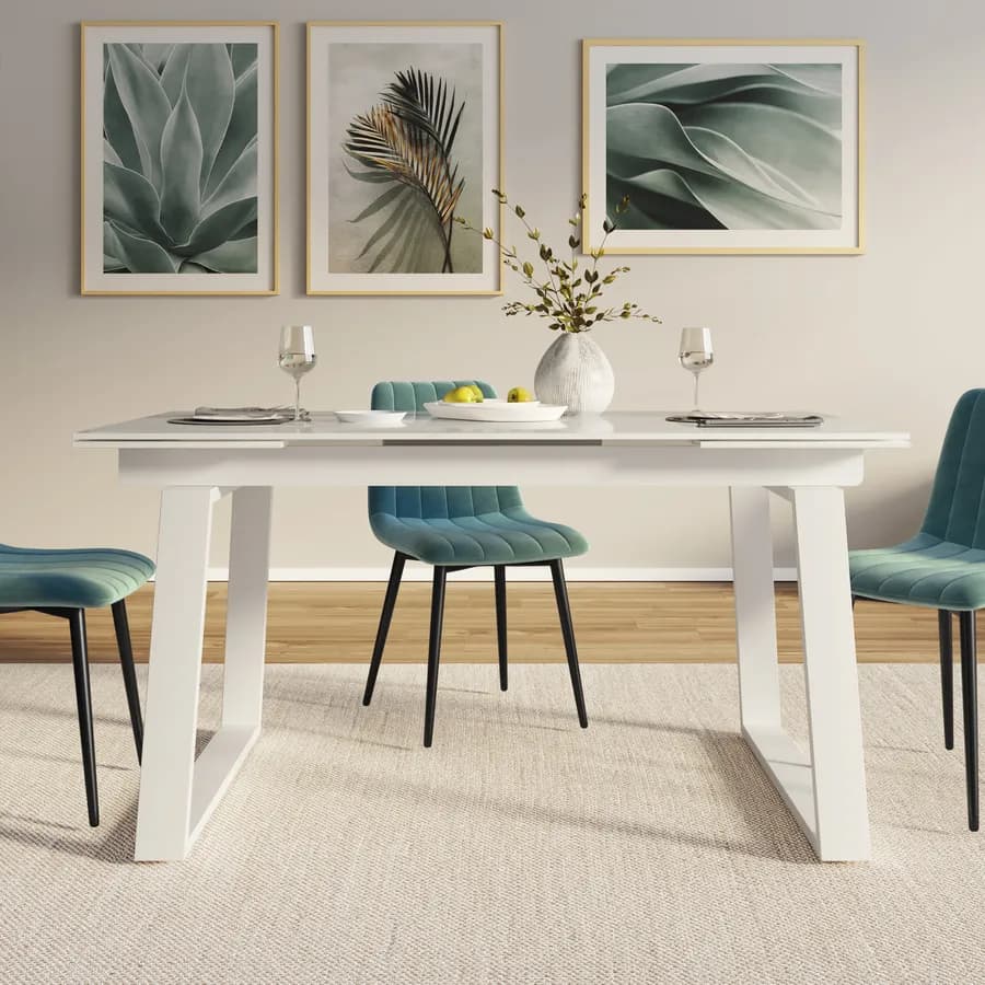 Tavolo allungabile 160-240x90 cm in ceramica bianco - Nassau