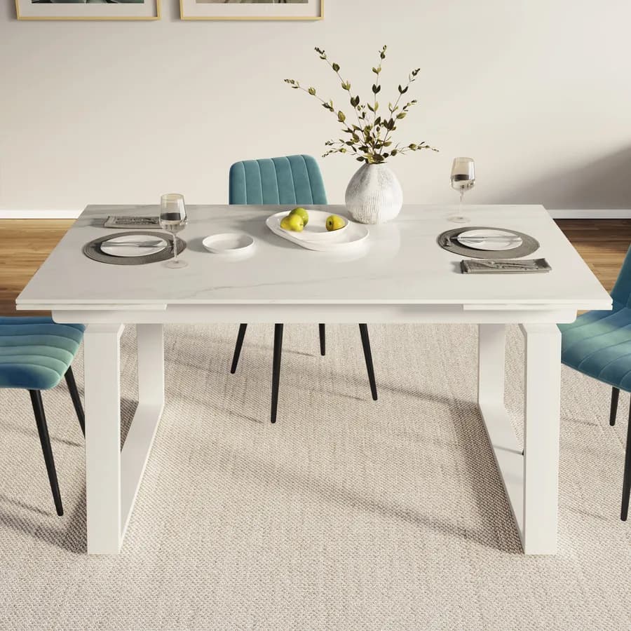 Tavolo allungabile 160-240x90 cm in ceramica bianco - Nassau