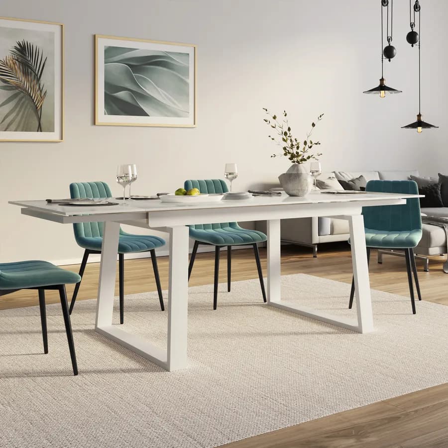 Tavolo allungabile 160-240x90 cm in ceramica bianco - Nassau