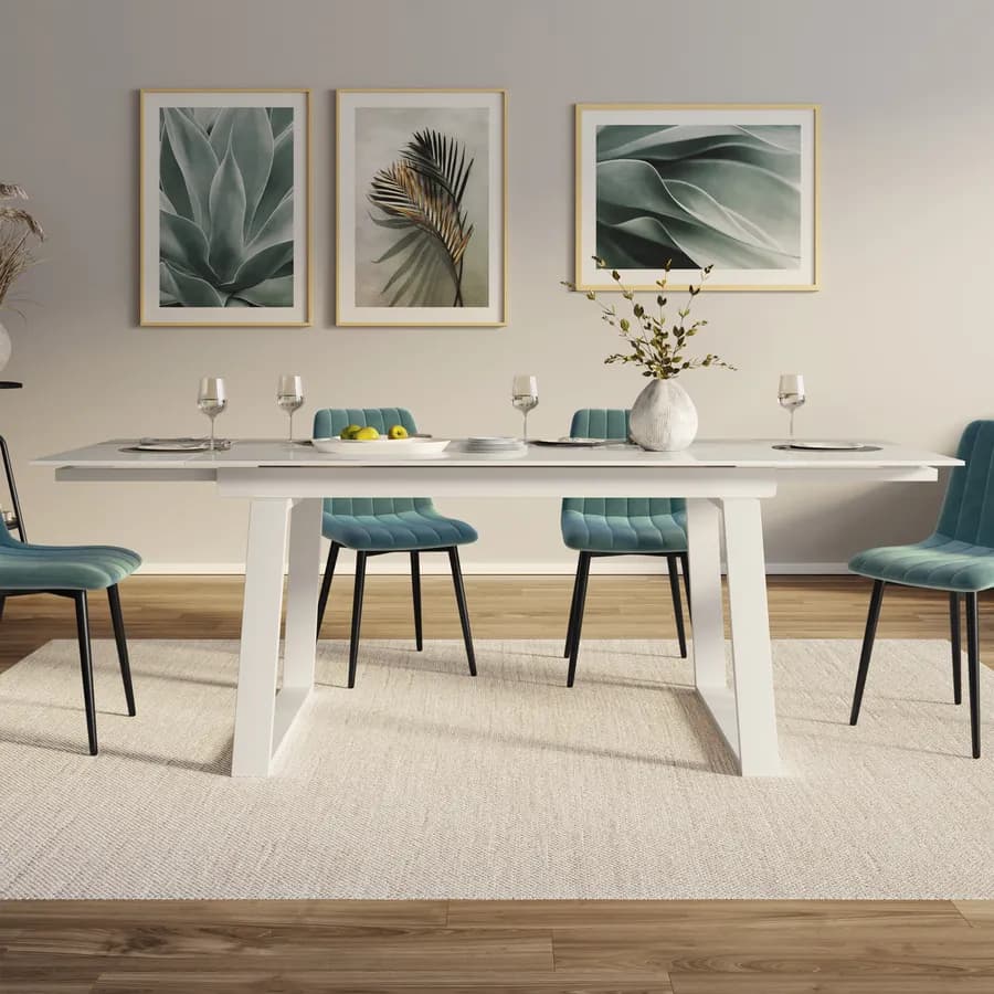 Tavolo allungabile 160-240x90 cm in ceramica bianco - Nassau