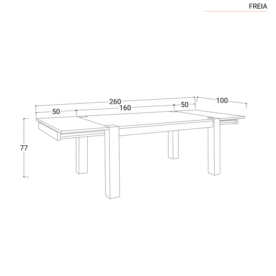 Tavolo allungabile 160-260x100 cm in legno sheesham - Freia Sheesham