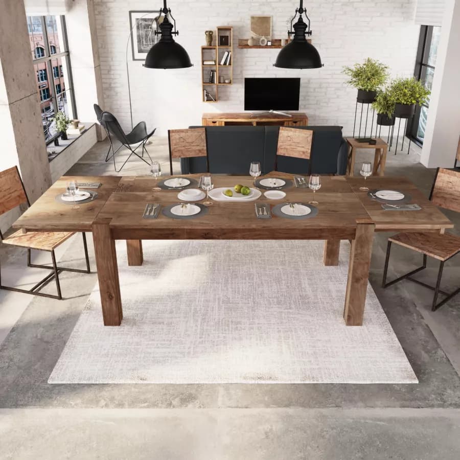 Tavolo allungabile 180-280x100 cm in legno sheesham - Freia Sheesham
