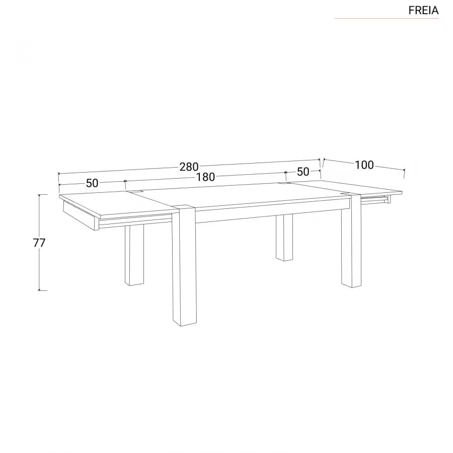Tavolo allungabile 180-280x100 cm in legno sheesham - Freia Sheesham