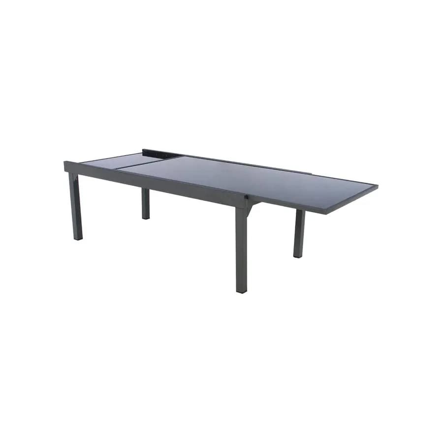 Tavolo allungabile 200/320x100 cm top in vetro e struttura in alluminio grafite - Pozar