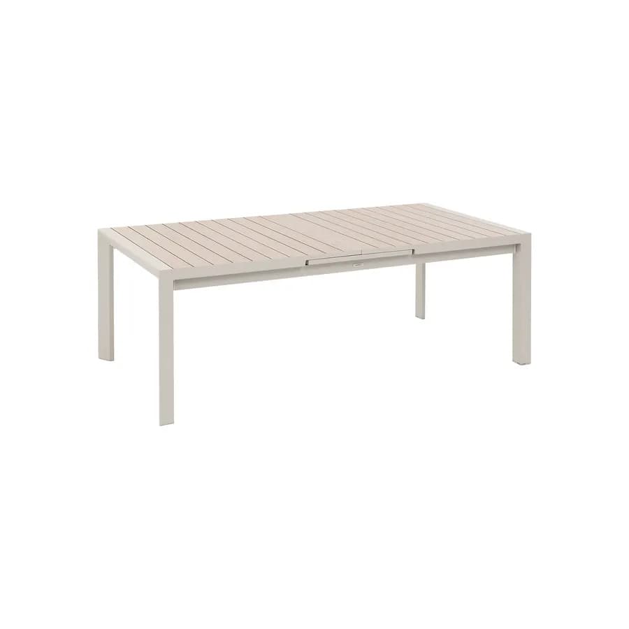 Tavolo allungabile 214/274x110 cm top effetto legno in alluminio beige - Anniki