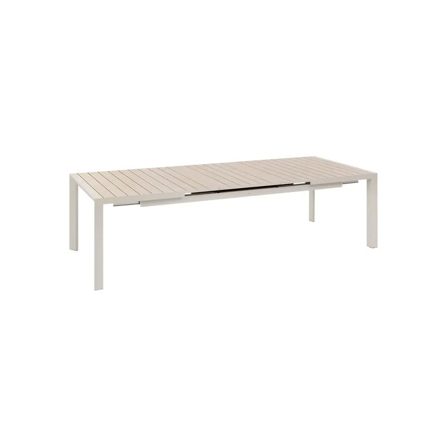 Tavolo allungabile 214/274x110 cm top effetto legno in alluminio beige - Anniki