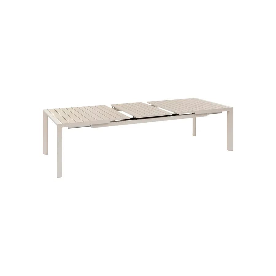 Tavolo allungabile 214/274x110 cm top effetto legno in alluminio beige - Anniki