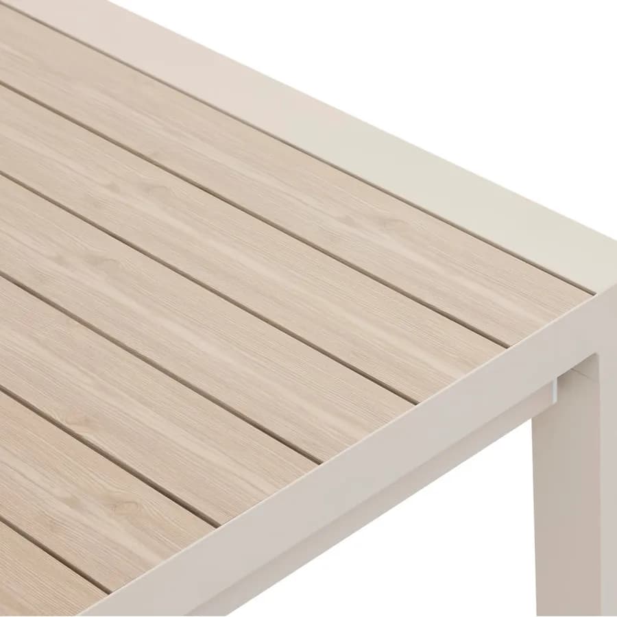 Tavolo allungabile 214/274x110 cm top effetto legno in alluminio beige - Anniki