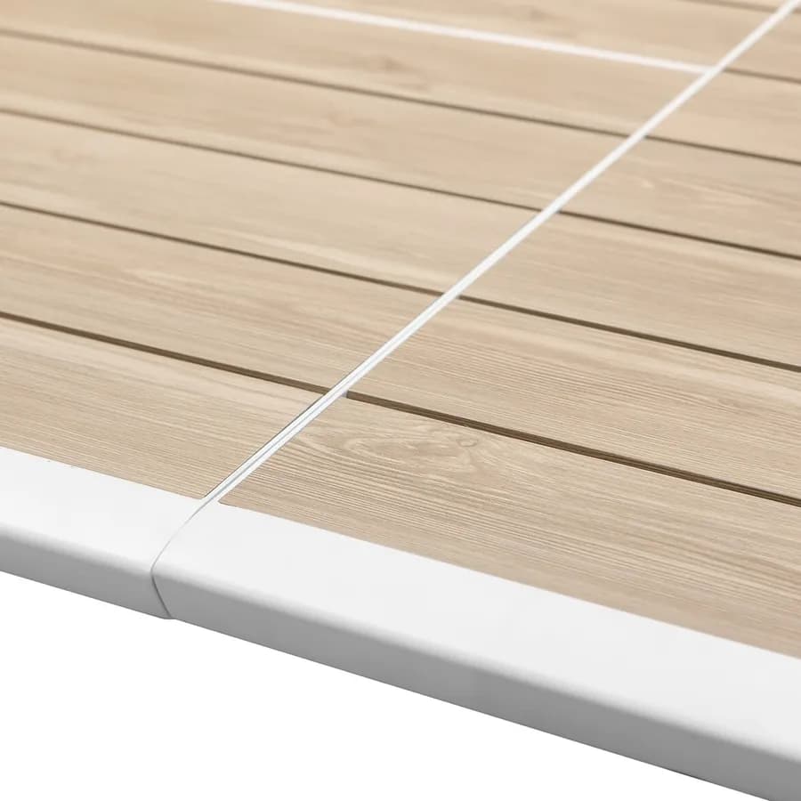 Tavolo allungabile 220/314x100 cm in alluminio bianco con top effetto legno - Coby