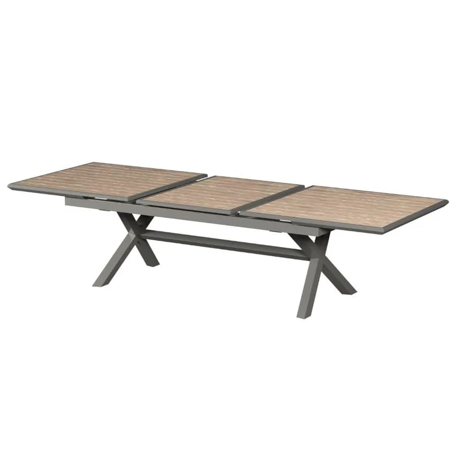 Tavolo allungabile da esterno 250/330x113 cm in alluminio miele con top a doghe effetto legno - Jalime