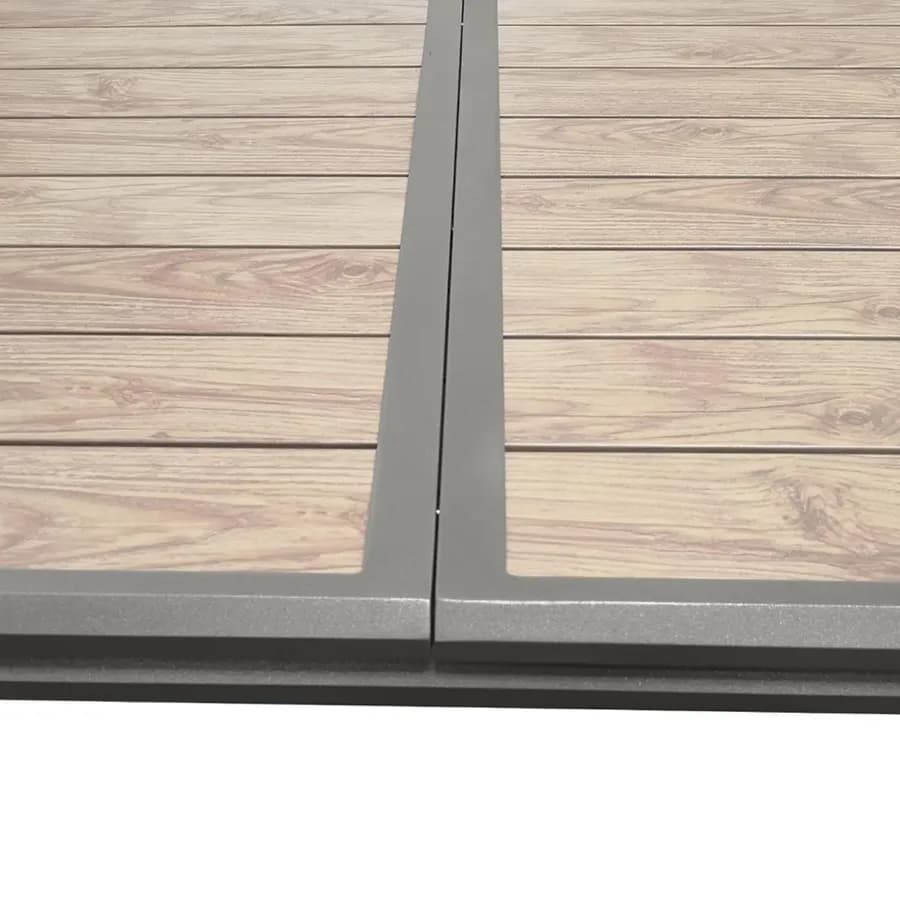 Tavolo allungabile da esterno 250/330x113 cm in alluminio miele con top a doghe effetto legno - Jalime