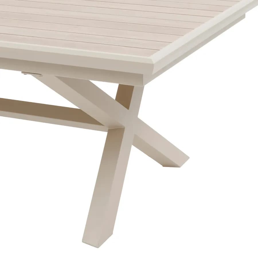 Tavolo allungabile da esterno 220/280x113 cm in alluminio beige con top a doghe effetto legno - Jalime
