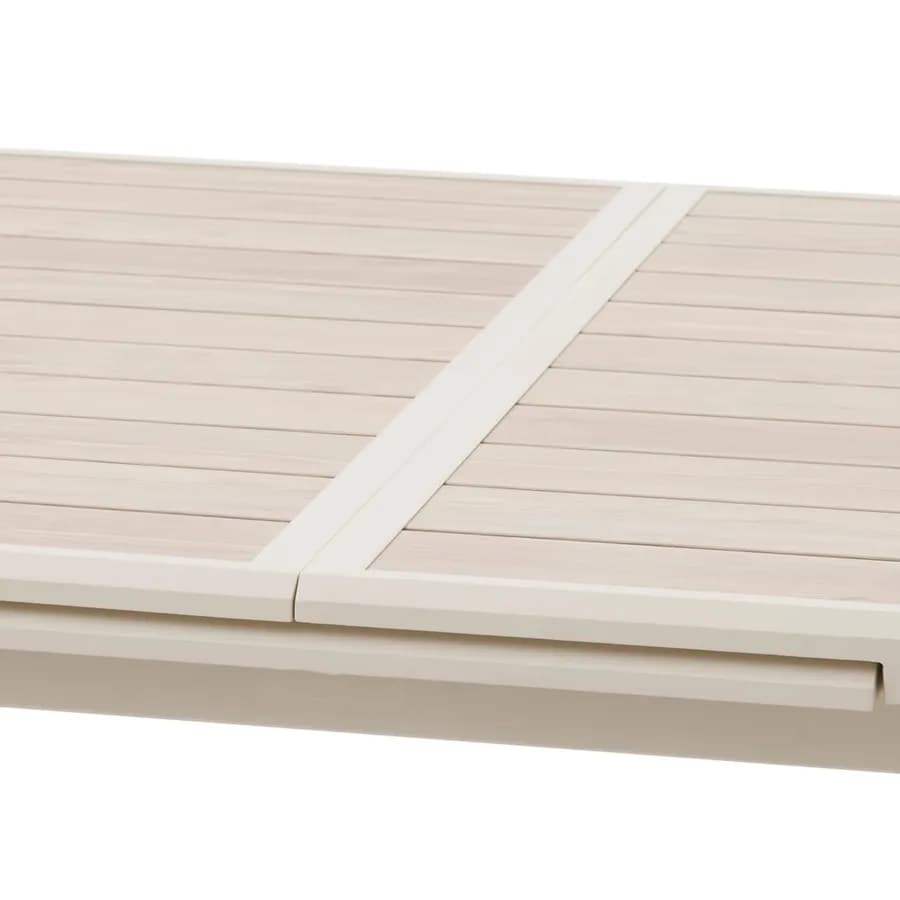Tavolo allungabile da esterno 220/280x113 cm in alluminio beige con top a doghe effetto legno - Jalime