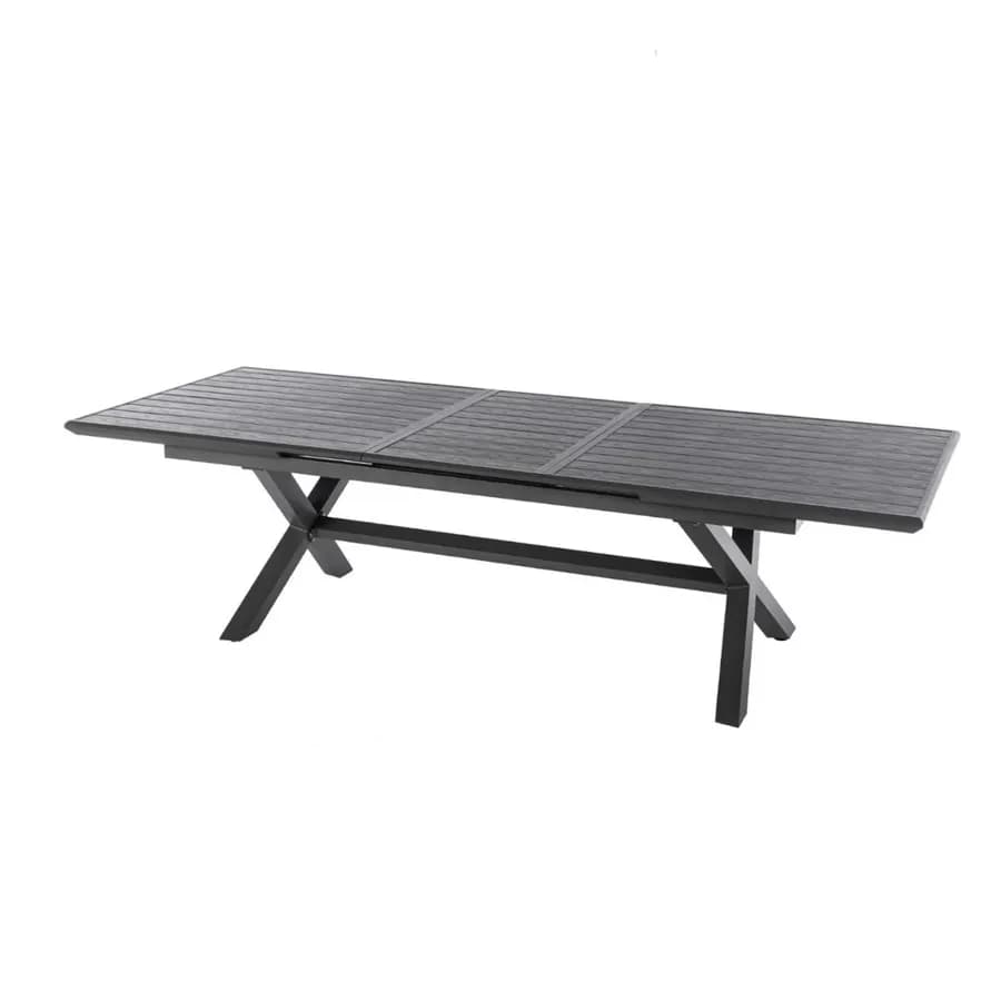 Tavolo allungabile da esterno 220/280x113 cm in alluminio grafite con top a doghe effetto legno - Jalime