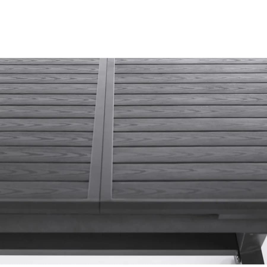 Tavolo allungabile da esterno 220/280x113 cm in alluminio grafite con top a doghe effetto legno - Jalime