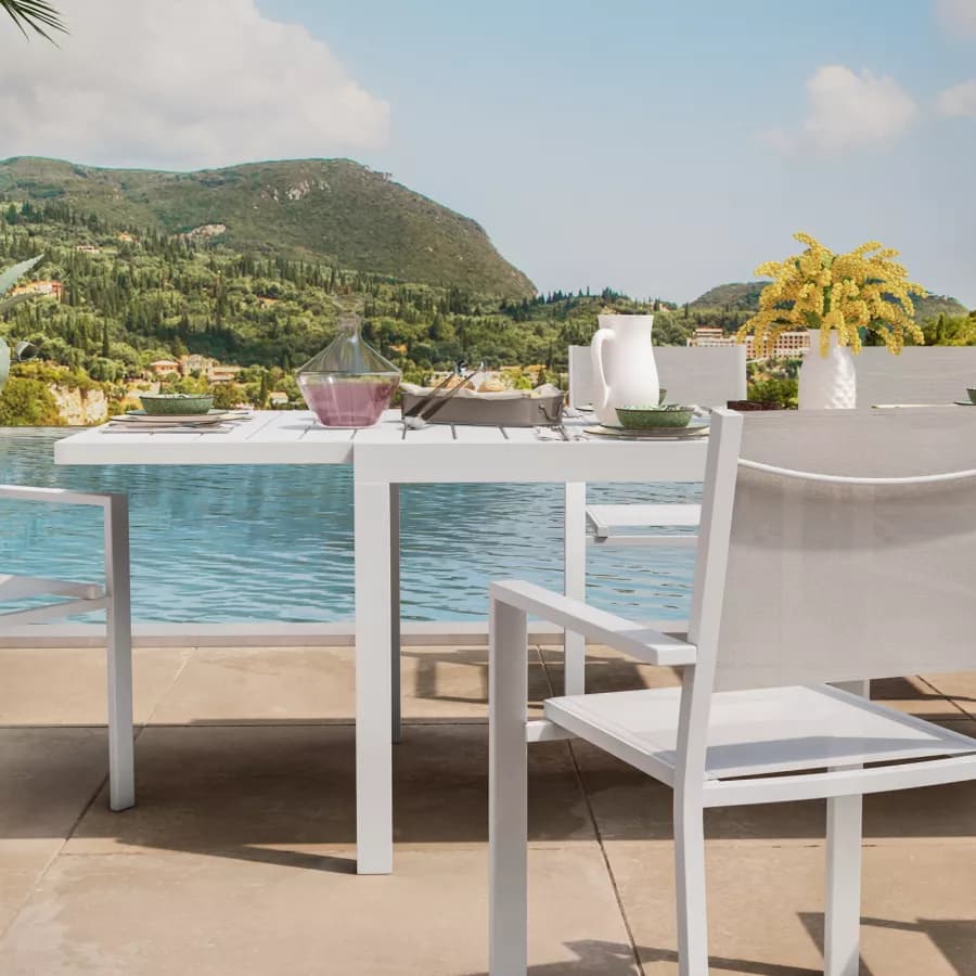 Tavolo da pranzo allungabile 200/300x100 cm in alluminio bianco - Carioca