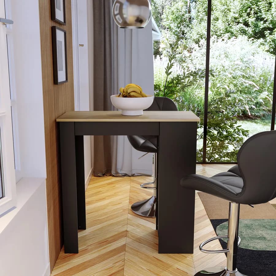 Penisola cucina 117x54 cm in legno antracite con top rovere e vani laterali - Sizar
