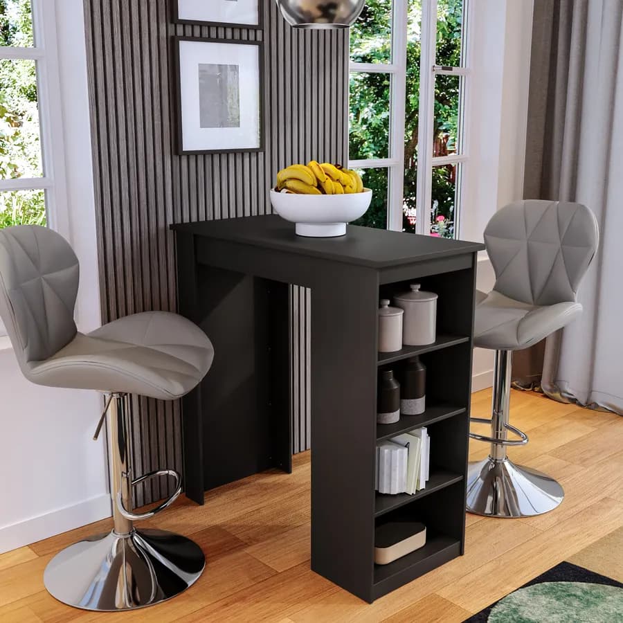 Penisola cucina 117x54 cm in legno antracite con vani laterali - Sizar