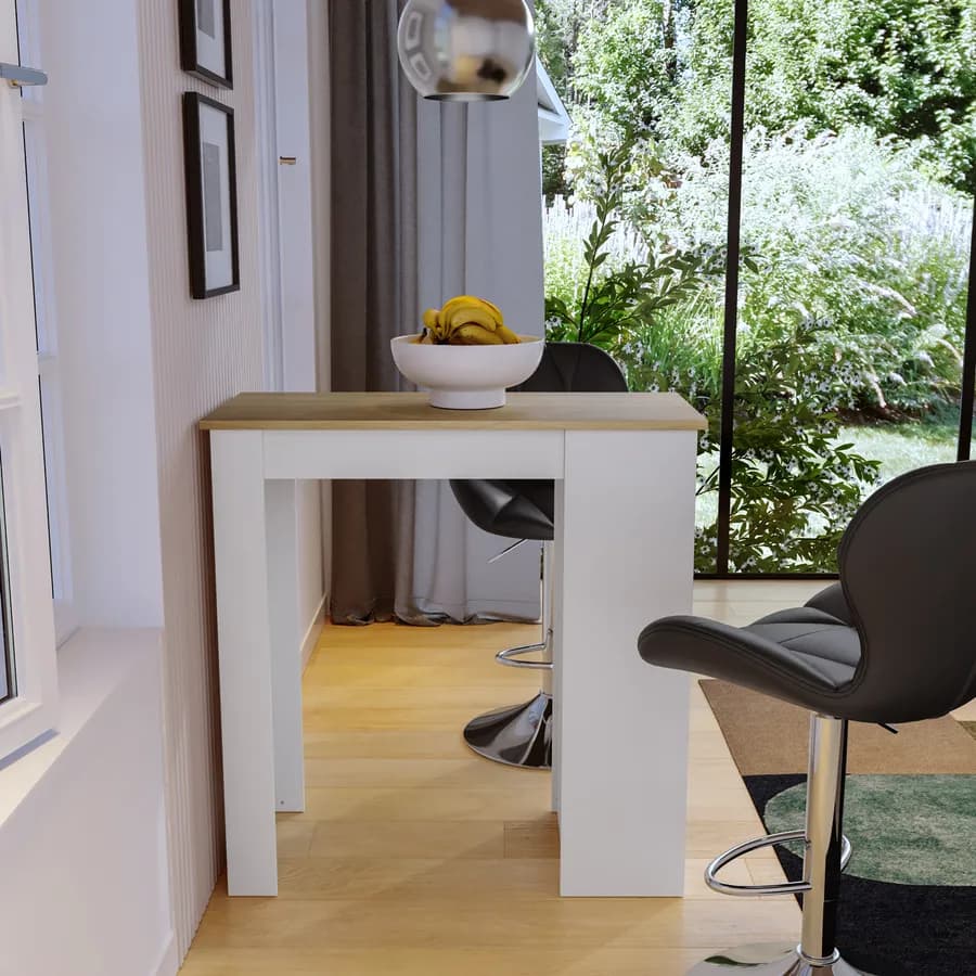 Penisola cucina 117x54 cm in legno bianco con top rovere e vani laterali - Sizar