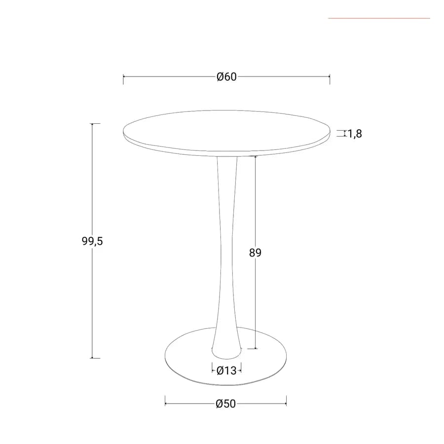 Tavolo alto rotondo 60 cm bianco - Tulipano Plus
