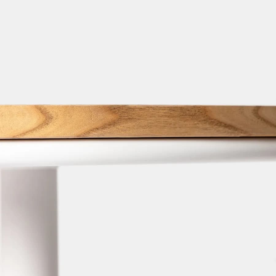 Tavolo alto rotondo 70 cm piano in rovere e metallo bianco - Dynamo