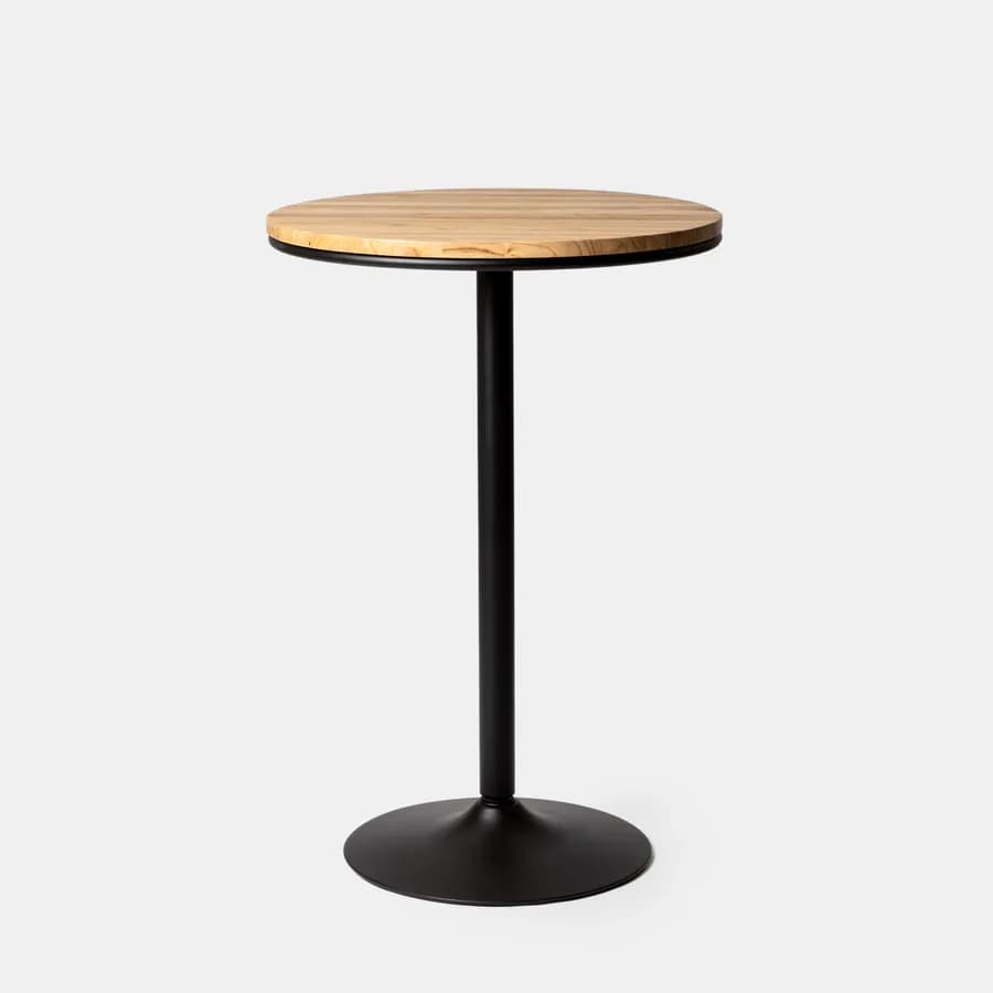 Tavolo alto rotondo 70 cm piano in rovere e metallo nero - Dynamo