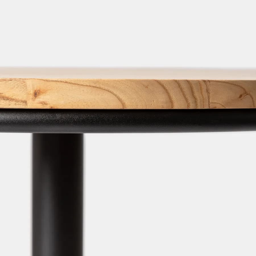Tavolo alto rotondo 70 cm piano in rovere e metallo nero - Dynamo