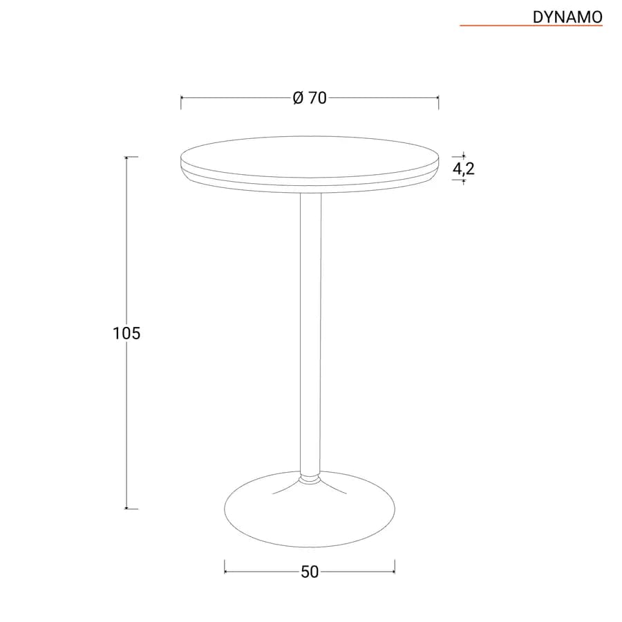 Tavolo alto rotondo 70 cm piano in rovere e metallo nero - Dynamo