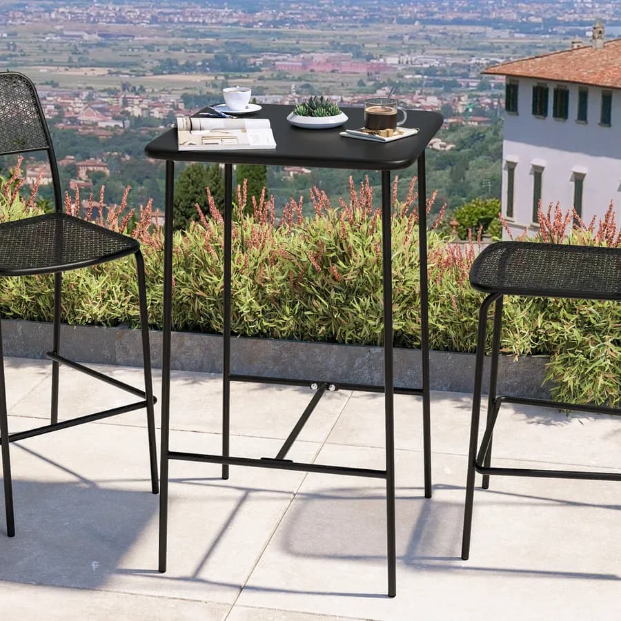 Tavolo alto da esterno 60x60 cm in acciaio nero - Faber