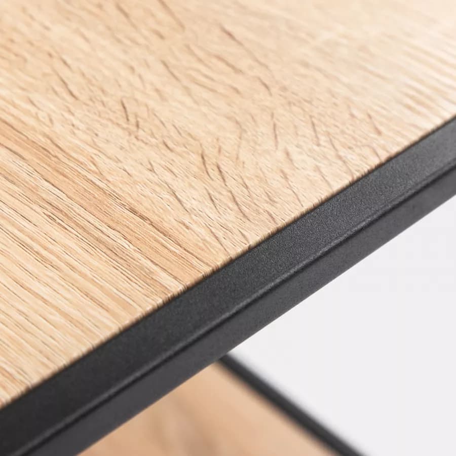 Tavolino 80x80 cm in metallo nero e legno rovere - Breeze