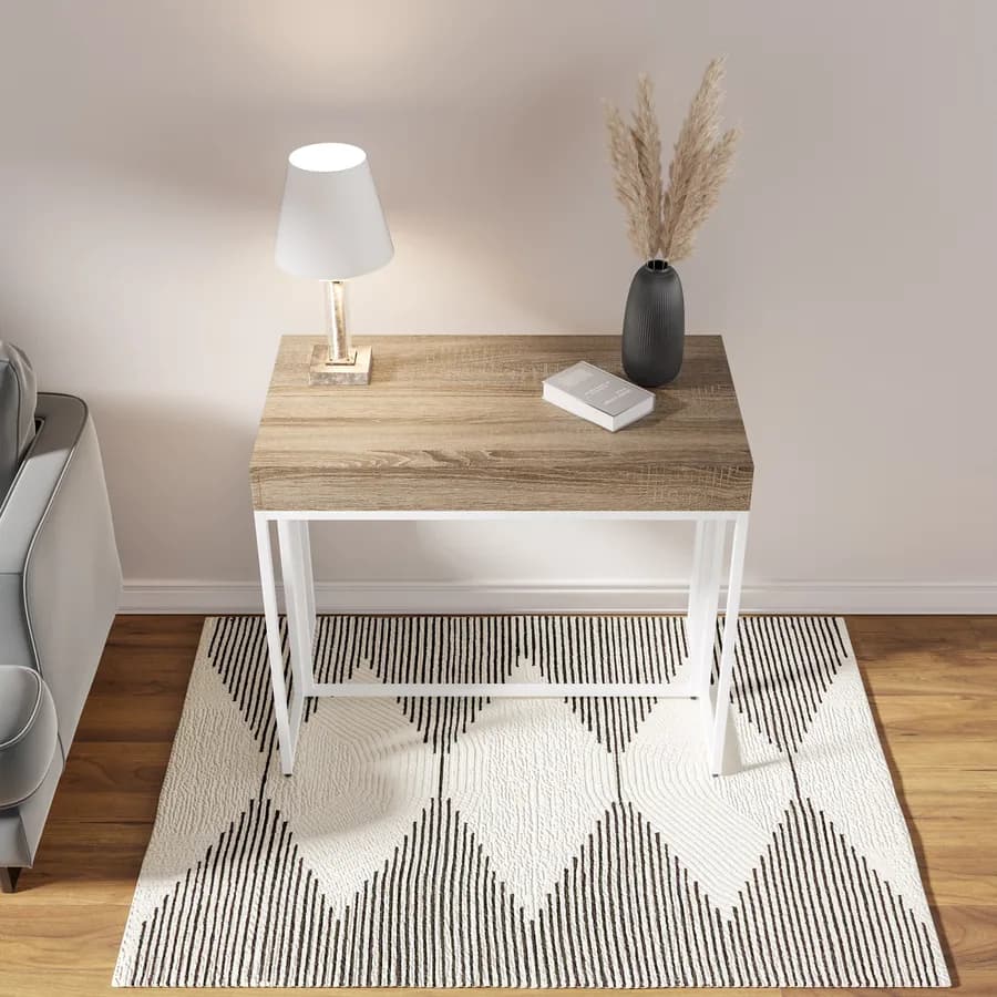 Tavolo consolle allungabile 50-185x90 cm con top rovere e gambe bianche - Breeze