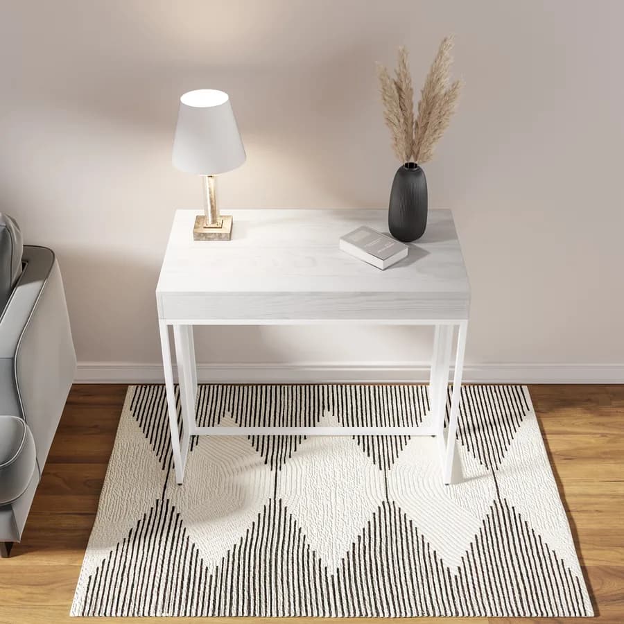 Tavolo consolle allungabile 50-185x90 cm con top in legno e struttura in metallo bianco - Breeze
