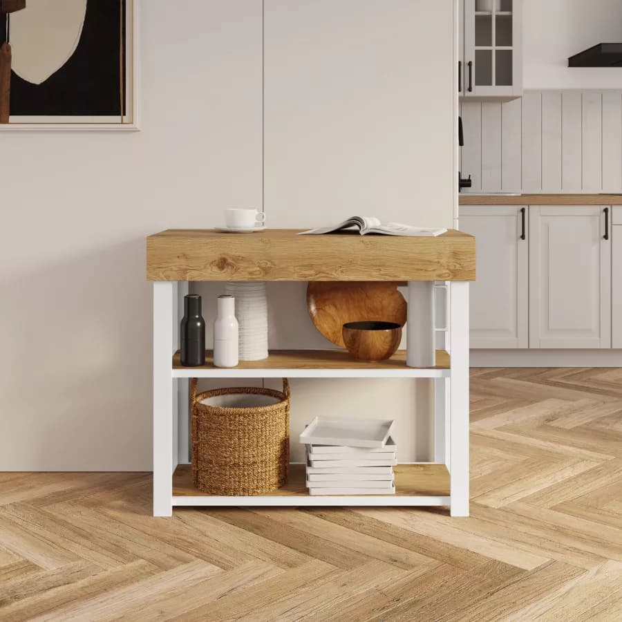 Tavolo consolle allungabile 40-290x90 cm frassino e metallo bianco - Trilogia