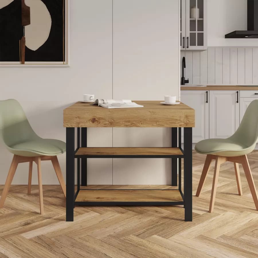 Tavolo consolle allungabile 40-290x90 cm frassino e metallo nero - Trilogia