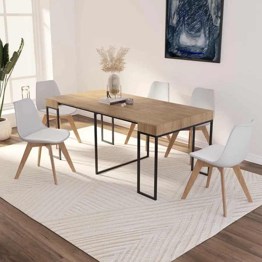 Tavolo consolle allungabile 50-185x90 cm in metallo e legno - Breeze