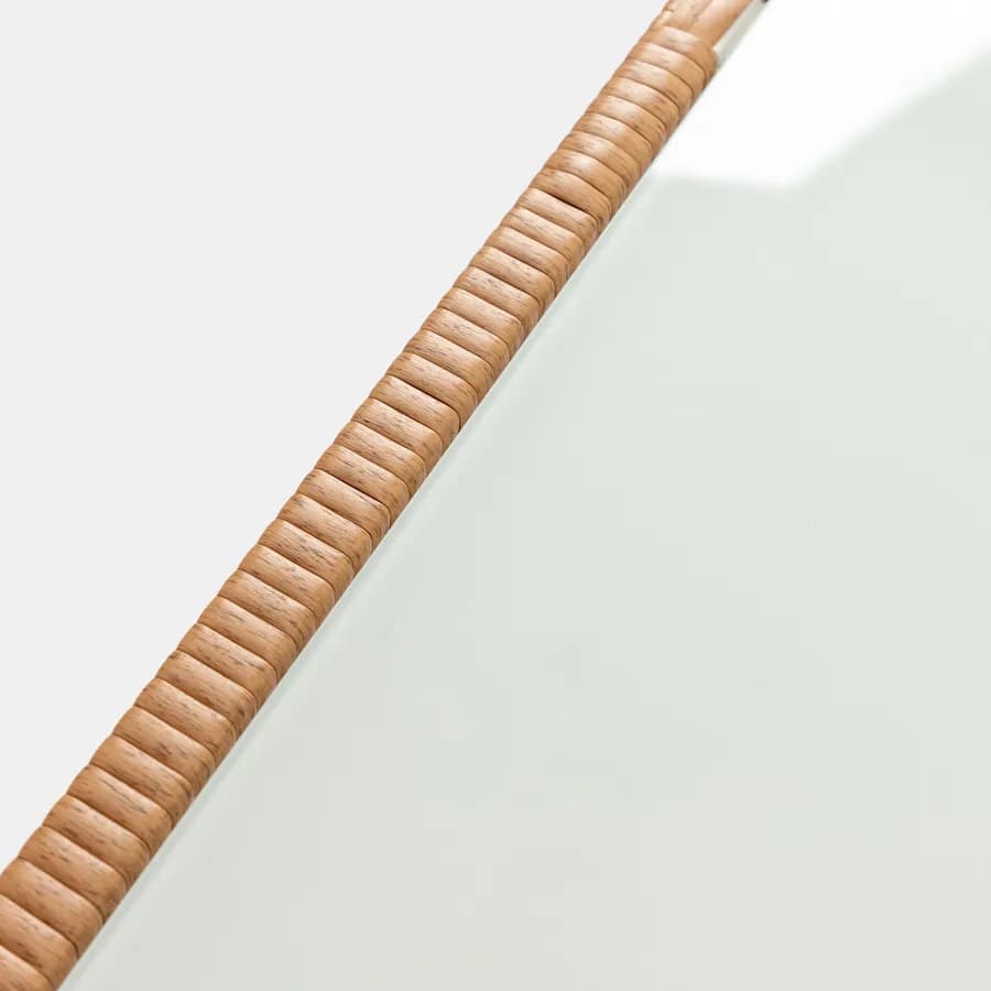 Tavolo da esterno 150x90 cm in acciaio bianco polyrattan naturale e top in vetro - Griel