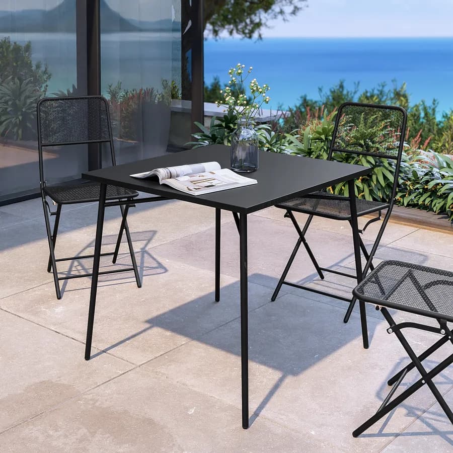 Tavolo da esterno 80x80 cm in acciaio nero - Faber