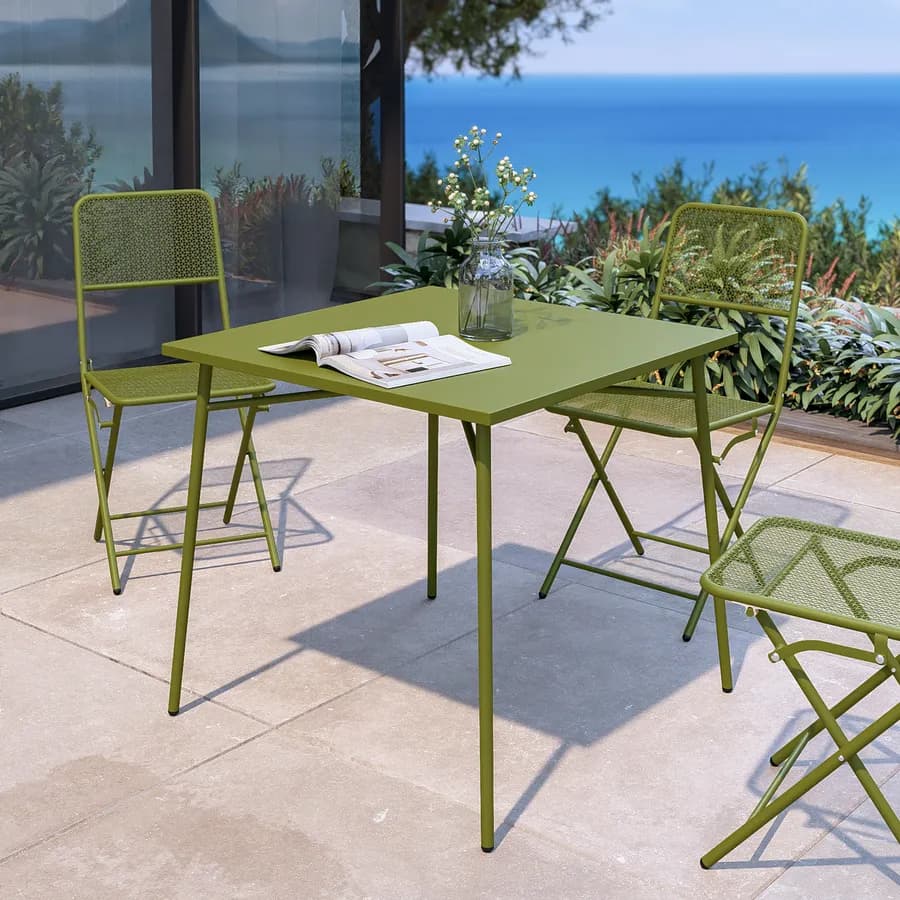 Tavolo da esterno 80x80 cm in acciaio verde oliva - Faber