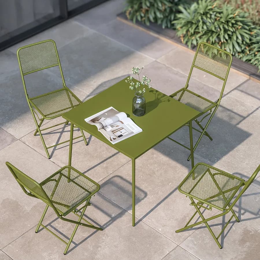 Tavolo da esterno 80x80 cm in acciaio verde oliva - Faber