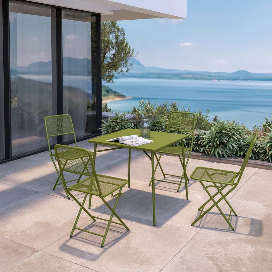 Tavolo da esterno 80x80 cm in acciaio verde oliva - Faber