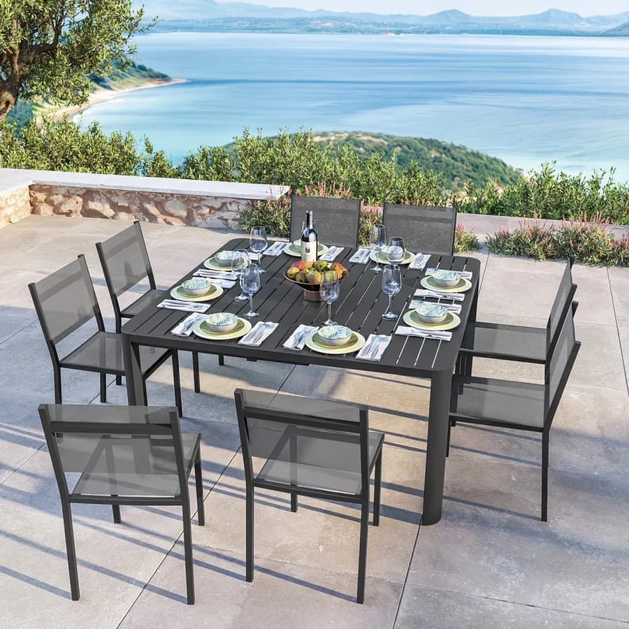 Tavolo da esterno allungabile 100/150x150 cm in alluminio antracite - Carioca